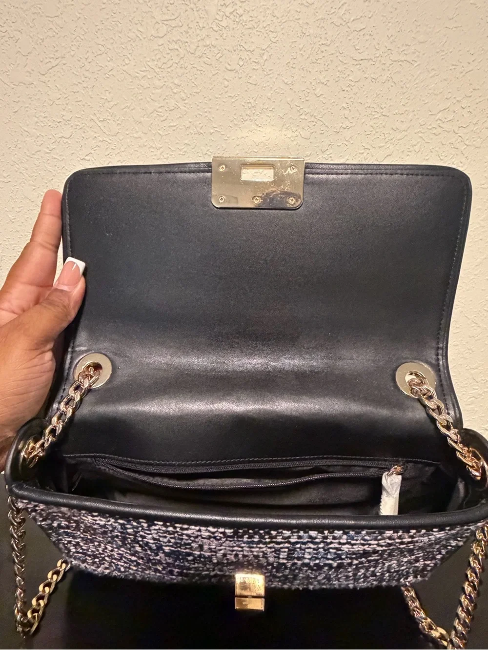 kate spade Woven Tweed Crossbody Bag in Black and Pink